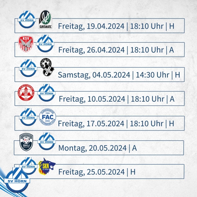 Spielplan Für Das Frühjahr 2024 Fixiert | SV HORN